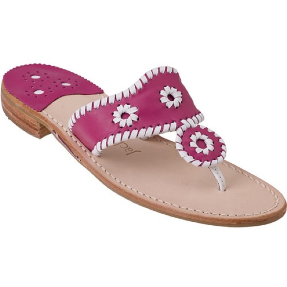 JACK ROGERS NAVAJO THONG SANDAL WHITE/FUSHIA LEATHER